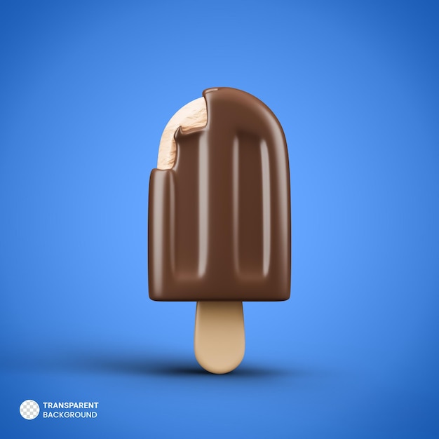 Icône de barre de crème glacée au chocolat Illustration de rendu 3d isolée