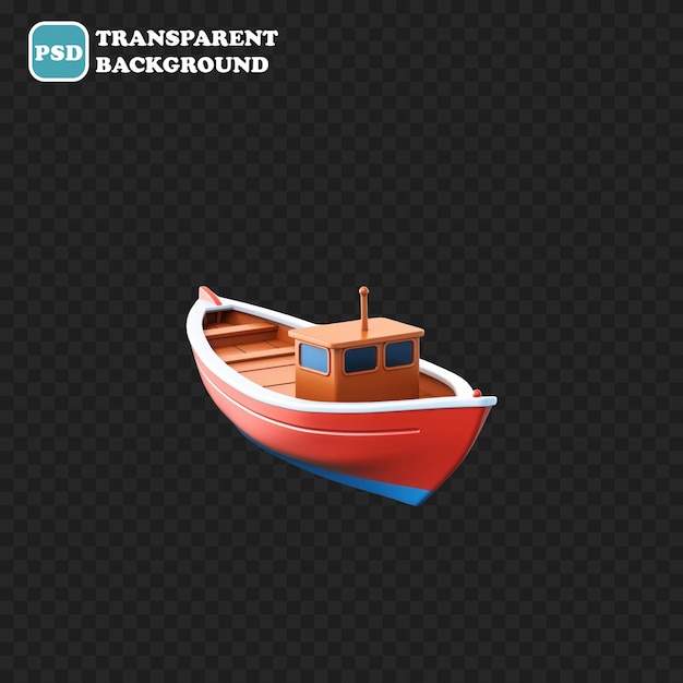 Icône De Bateau Isolée Illustration De Rendu 3d