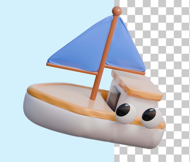 Icône de bateau de voyage et de vacances 3D