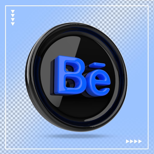 PSD icône behance 3d sur les réseaux sociaux