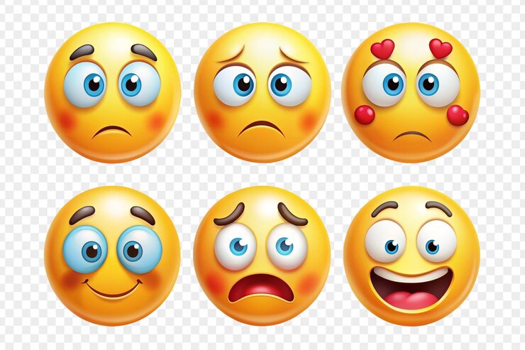 PSD icône de belles expressions emoji très détaillées sur un fond transparent