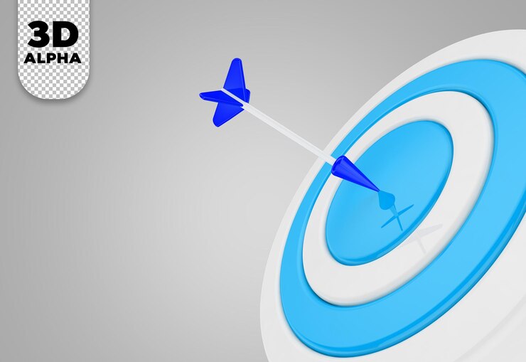PSD icône bleue cible 3d pour la composition