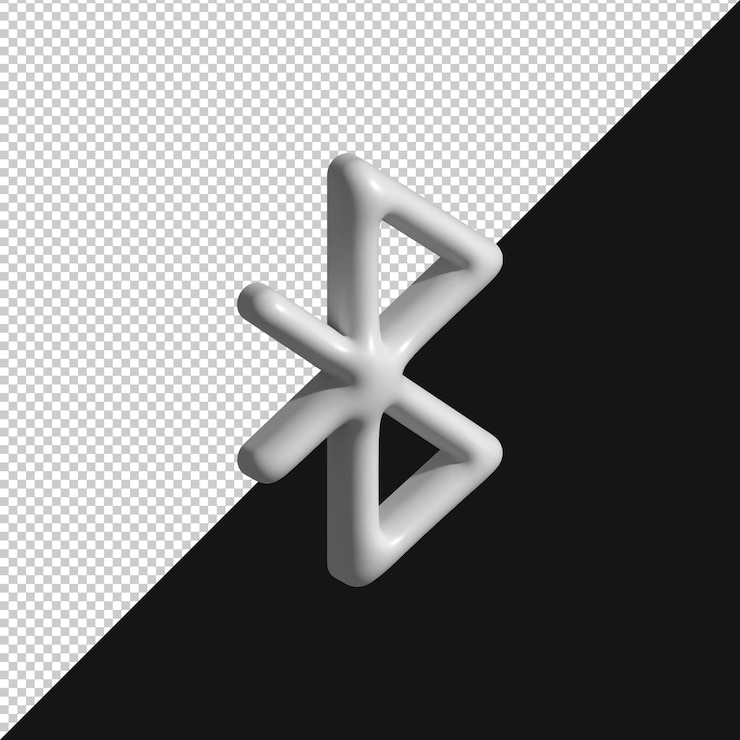 PSD ícone bluetooth 3d em fundo preto e branco