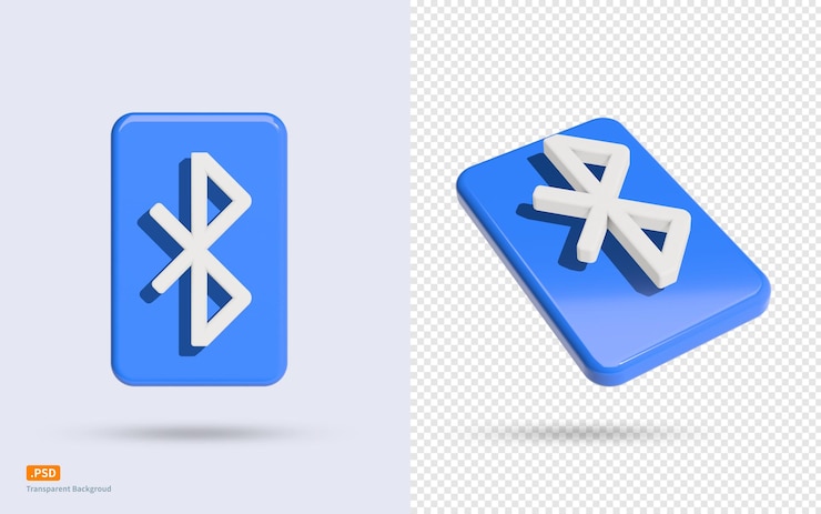PSD ícone bluetooth azul liso e texturizado