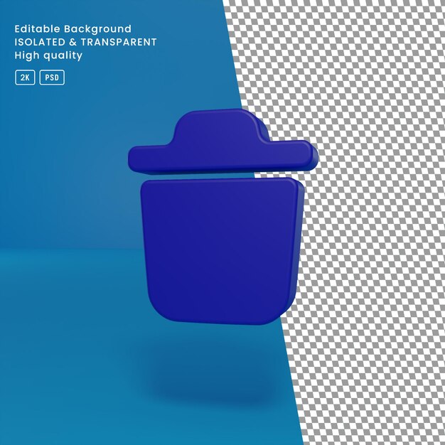 icône blueTrash rendu 3d, PSD avec fond transparent