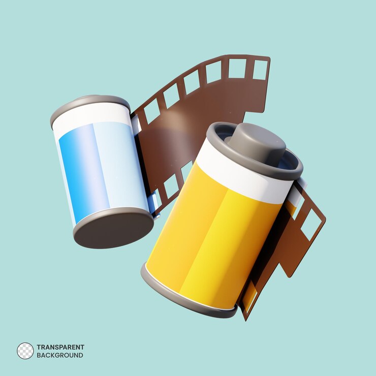 PSD icône de bobine de film rendu 3d isolé illustration