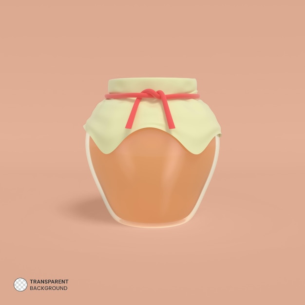 Icône de bocal en verre de miel biologique illustration de rendu 3d isolée