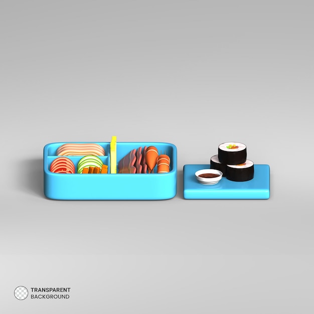 Icône de boîte d'aliments asiatiques isolé illustration de rendu 3d