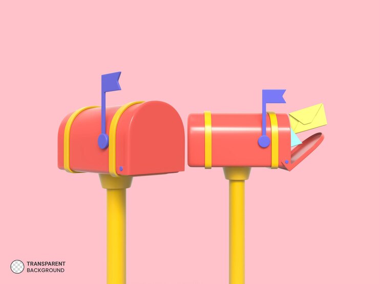 PSD icône de boîte aux lettres isolé illustration de rendu 3d