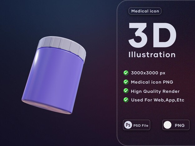 Icône De Boîte De Médecine 3d Rendu De Haute Qualité