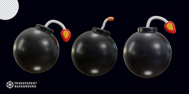Icône de bombe 3D définie illustration vectorielle