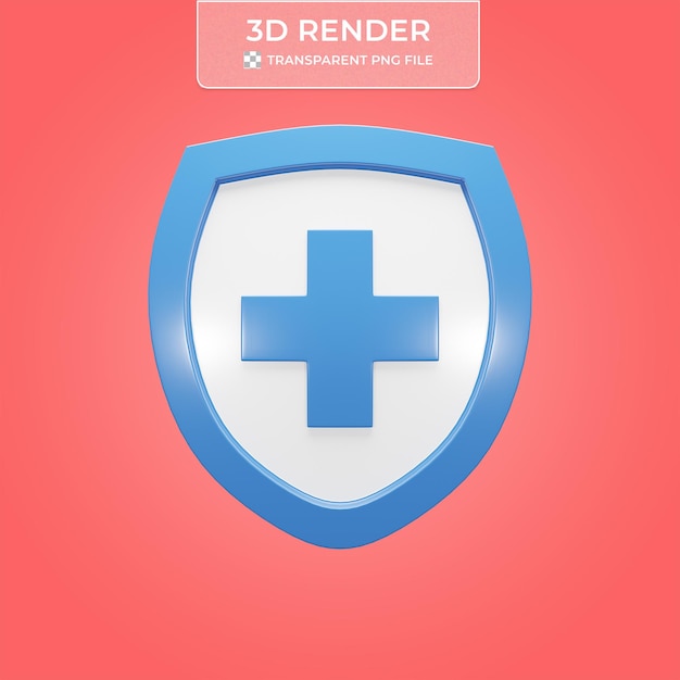Icône de bouclier médical rendu en 3D