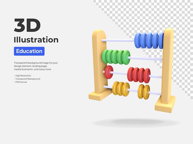L'icône de boulier mathématique rendu 3d illustration