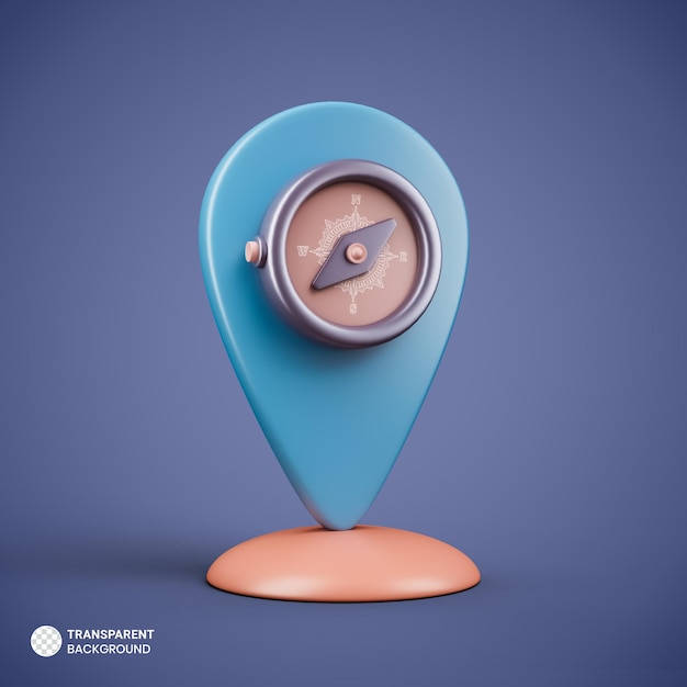 Icône boussole illustration de rendu 3d isolée