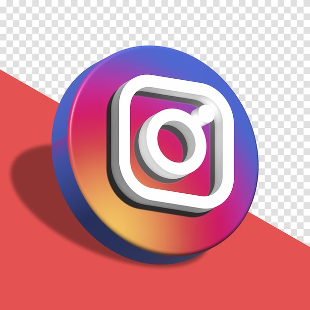 PSD icône de bouton de cercle instagram modèle élégant 3d espace vide