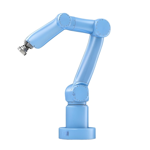 Icône de bras robotique 3D en couleur bleue isolée sur fond blanc Robotique d'automatisation industrielle Te
