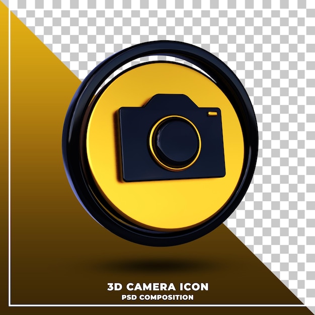 Ícone brilhante da câmera isolado renderização de design 3D