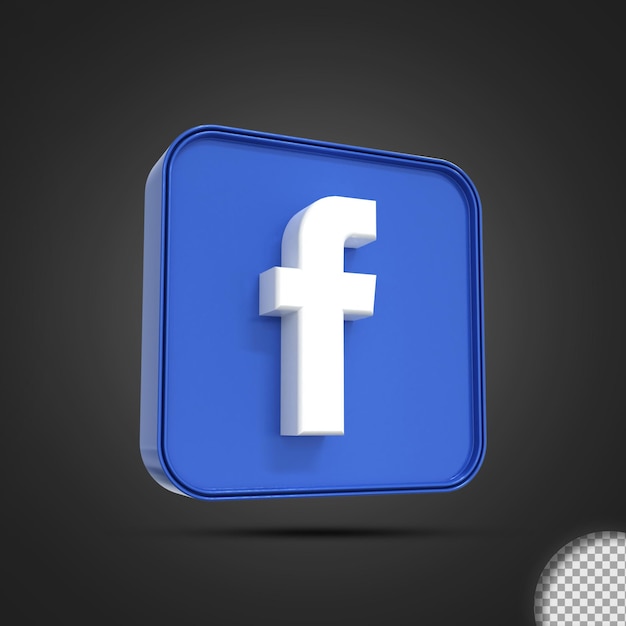 Ícone brilhante do logotipo da mídia social do facebook renderização em 3d