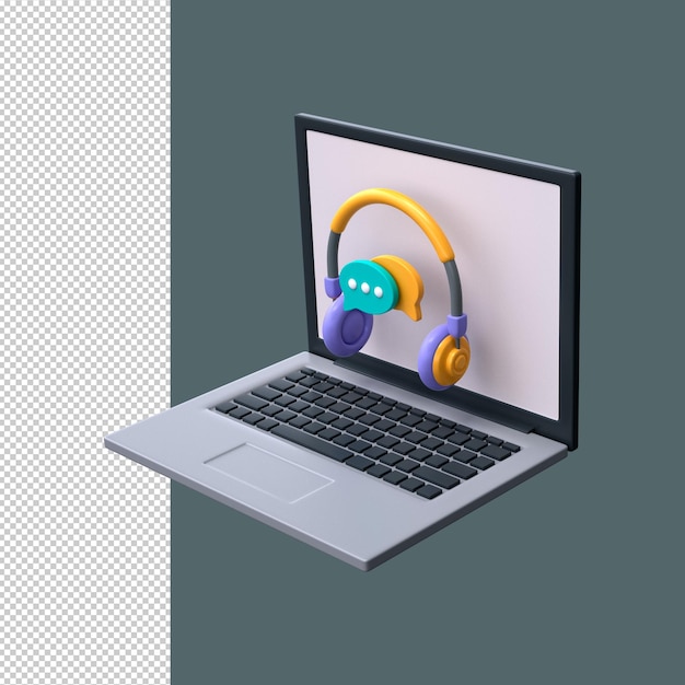 PSD icône de bulle de parole 3d concept de service de support d'écoute de musique et de conversation rendu 3d