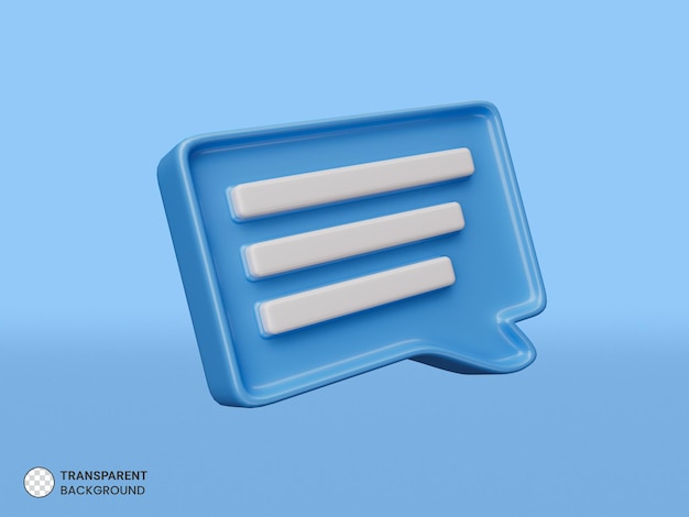 Icône de bulle de texte de chat illustration de rendu 3d isolée