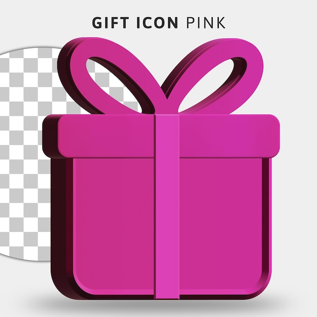 icône de cadeau rose 3d sur fond transparent