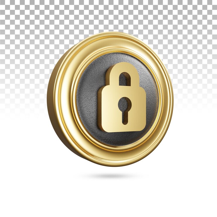 Icône de cadenas doré dans le rendu 3d