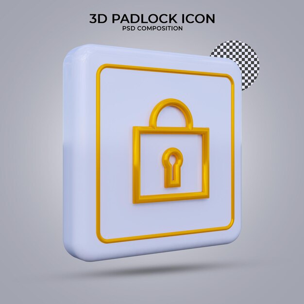 Icône de cadenas de rendu 3D isolé
