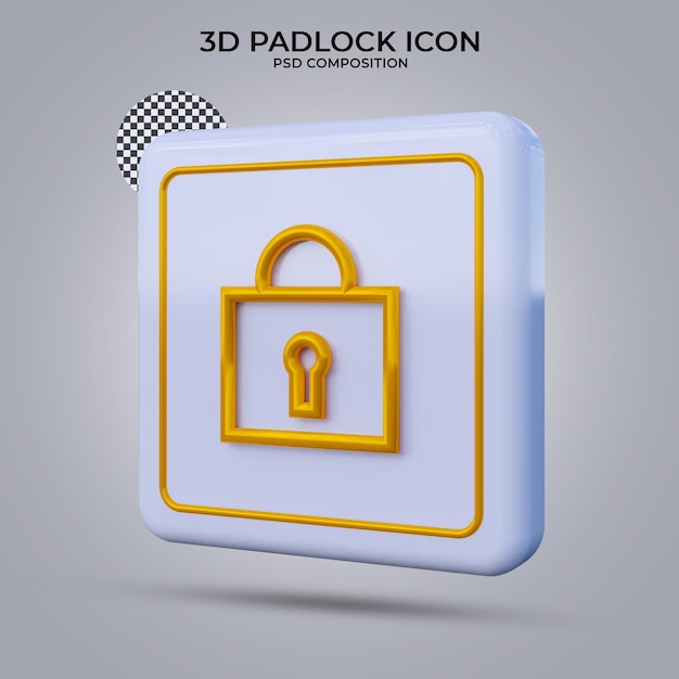 PSD icône de cadenas de rendu 3d isolé