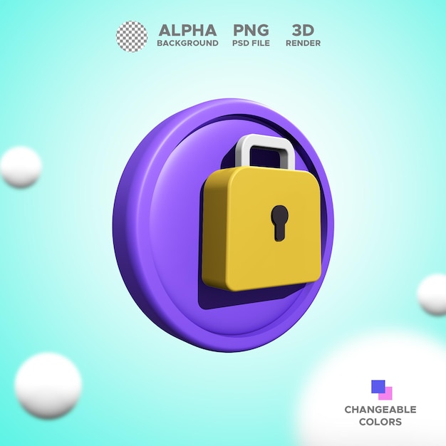 Icône cadenas de rendu 3d pour illustration de conception objet isolé psd premium