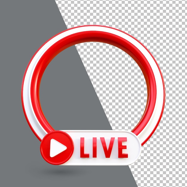 icône de cadre de médias sociaux en streaming 3d youtube en direct