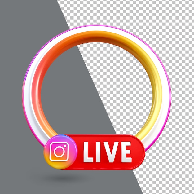 Icône de cadre de médias sociaux en streaming en direct instagram 3D