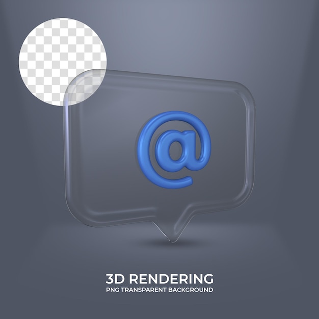 PSD À l'icône avec cadre en verre rendu 3d