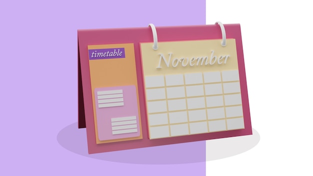 icône de calendrier 3d pour novembre