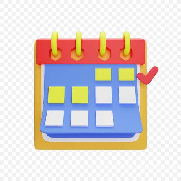 PSD icône de calendrier rendu 3d isolé illustration