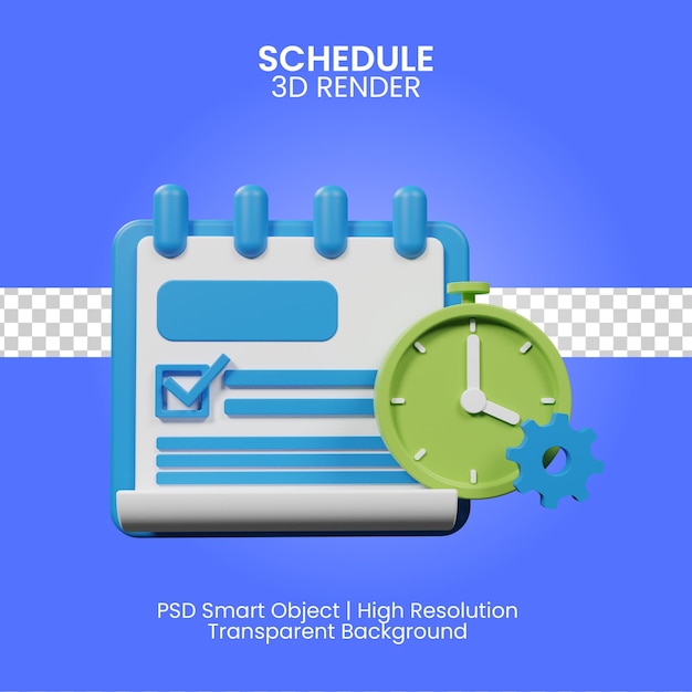 PSD icône de calendrier rendu 3d isolé