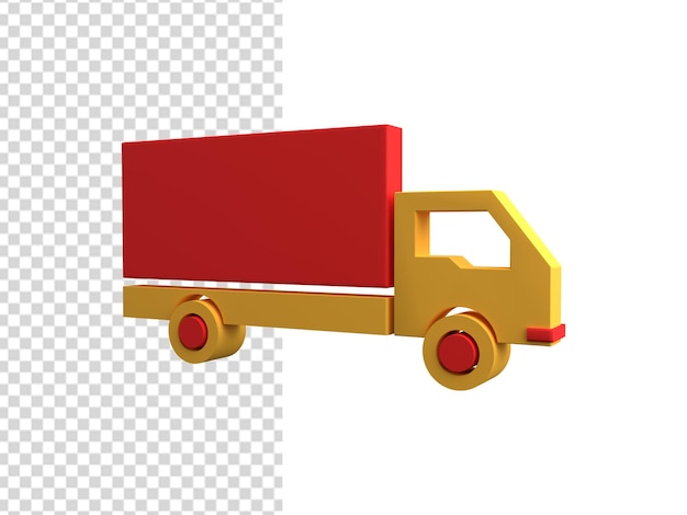 PSD icône de camion entrepôt 3d. icône 3d isolé du camion logistique