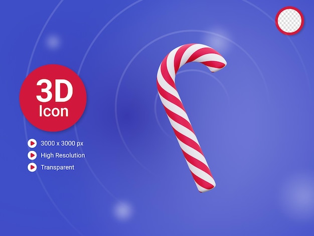 Icône De Canne En Bonbon 3d