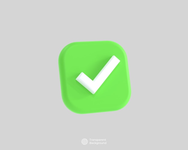 PSD icône carrée verte avec coche dessus
