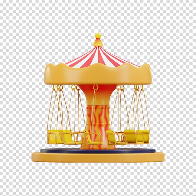 Icône de carrousel 3D sur un parc d'attractions illustration 3D