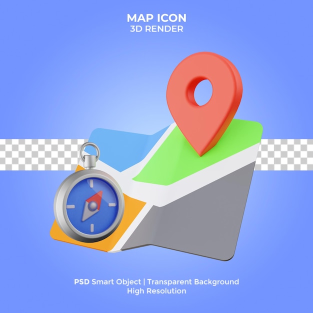 Icône de carte rendu 3d psd premium isolé