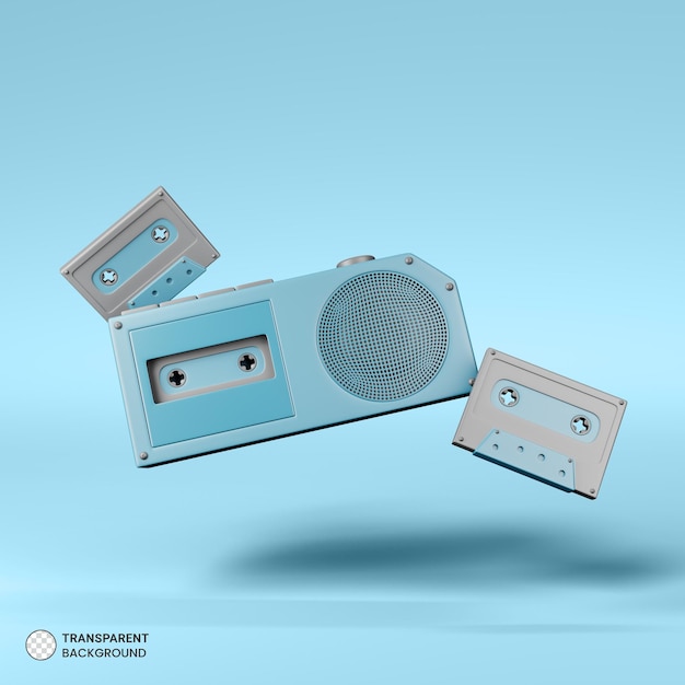 PSD icône de cassette rétro rendu 3d isolé