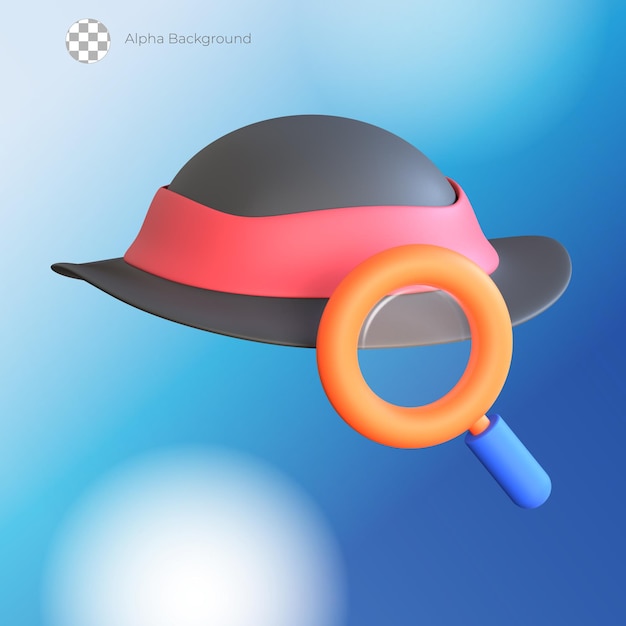 PSD icône de chapeau noir 3d
