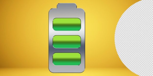 Icône de charge de batterie sur fond transparent, charge de batterie