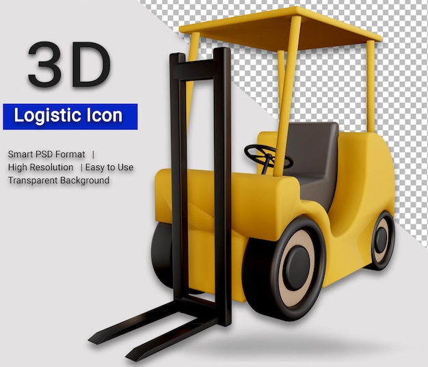 PSD icône de chariot élévateur psd illustration 3d logistique sur fond transparent