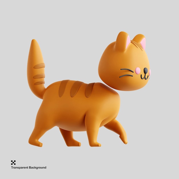 Icône de chat 3D expressive avec une queue battante