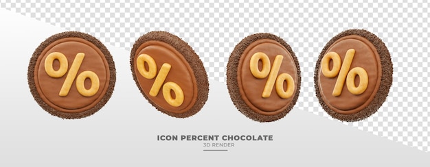 Icône De Chocolat Avec Symbole De Pourcentage En Rendu 3d