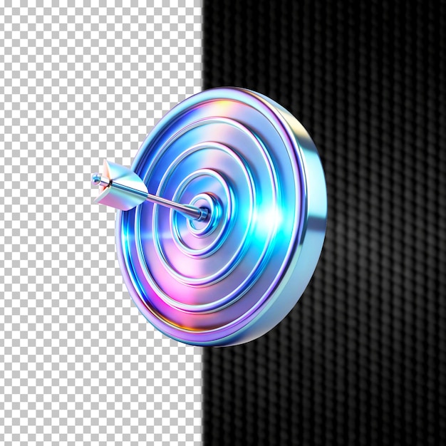 Icône de cible holographique futuriste brillante sur un fond transparent