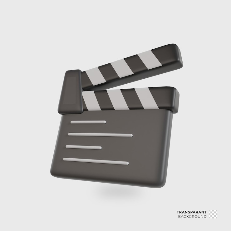 PSD icône clap de film rendu 3d parfaite pour les sites web et les applications de production cinématographique