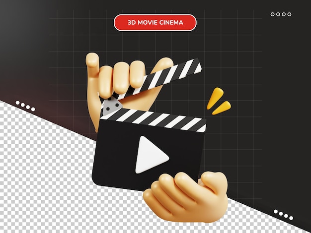 PSD icône de clapperboard en 3d