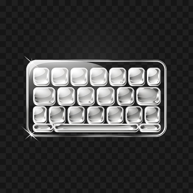 PSD icône de clavier étincelant en cristal frosté psd avec un symbole minimaliste de web en verre 4096px art de conception